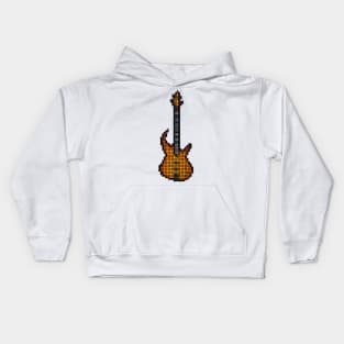 Tiled Pixel Burning Fire Bass Guitar Upright Kids Hoodie